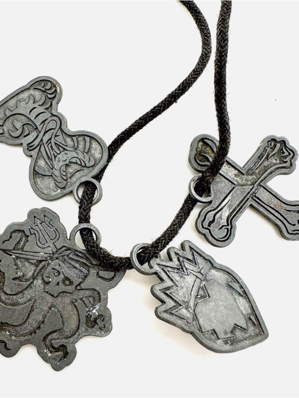 Black Cord Necklace with Metal Charms - Picture 5 of 11